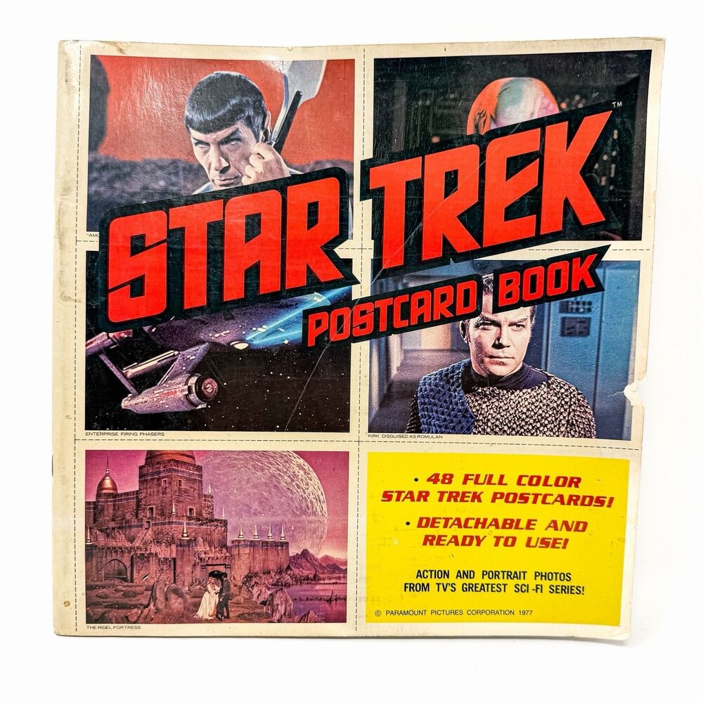 VINTAGE, ORIGINAL 1977 PARAMOUNT PICTURES STAR TREK POSTCARD BOOK UNUSED